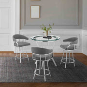 Naomi and Valerie 4-Piece Counter Height Dining Set in Brushed Stainless Steel and Gray Faux Leather - Furniture City (CA)l