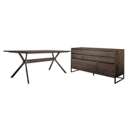 Nevada Rustic 2 piece set with Dining Table and Sideboard in Dark Brown - Furniture City (CA)l