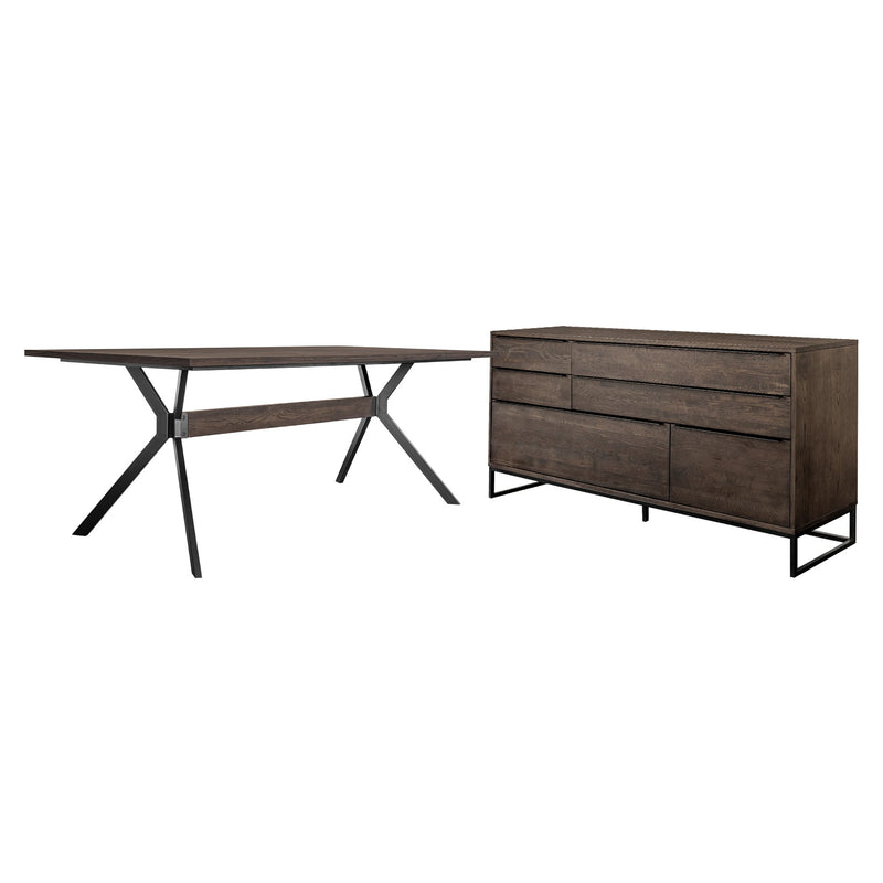 Nevada Rustic 2 piece set with Dining Table and Sideboard in Dark Brown - Furniture City (CA)l