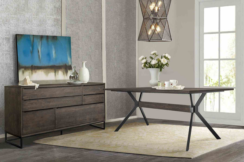 Nevada Rustic 2 piece set with Dining Table and Sideboard in Dark Brown - Furniture City (CA)l