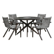 Oasis and Brielle Outdoor 5 Piece Dark Eucalyptus and Stone Dining Set - Furniture City (CA)l