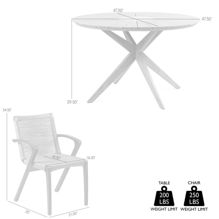 Oasis and Brielle Outdoor 5 Piece Dark Eucalyptus and Stone Dining Set