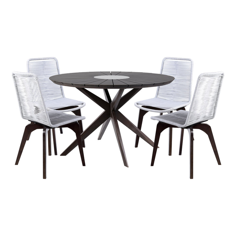 Oasis and Island Outdoor 5 Piece Dark Eucalyptus and Stone Dining Set - Furniture City (CA)l