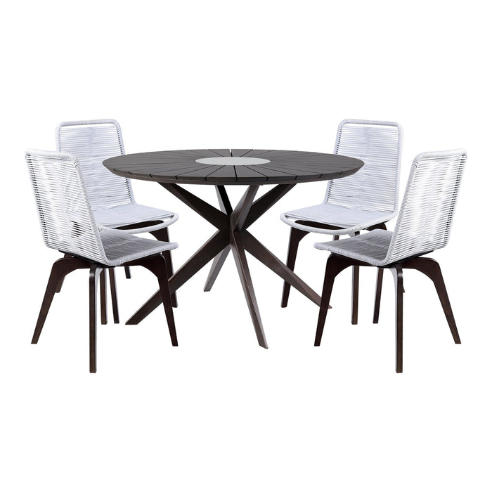 Oasis and Island Outdoor 5 Piece Dark Eucalyptus and Stone Dining Set
