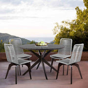 Oasis and Island Outdoor 5 Piece Dark Eucalyptus and Stone Dining Set - Furniture City (CA)l