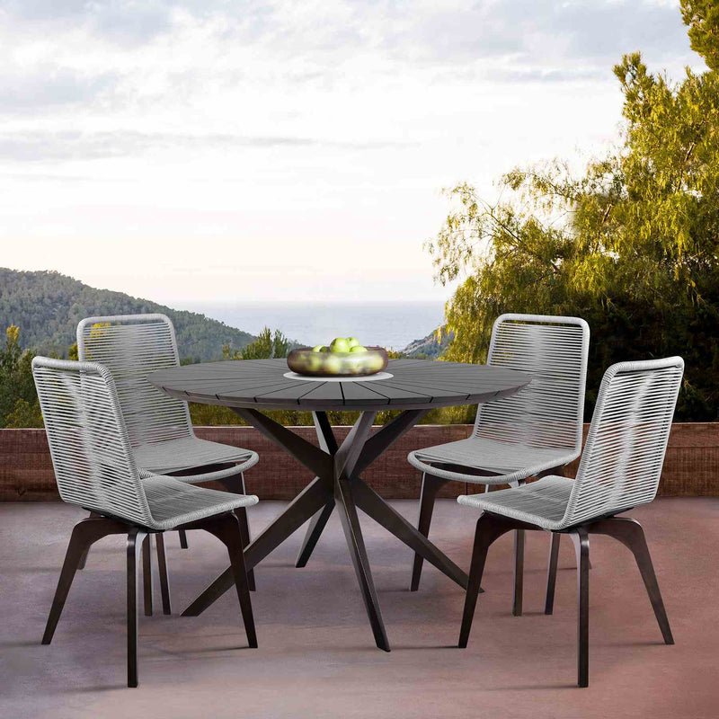 Oasis and Island Outdoor 5 Piece Dark Eucalyptus and Stone Dining Set - Furniture City (CA)l