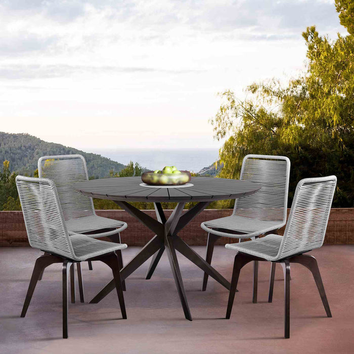 Oasis and Island Outdoor 5 Piece Dark Eucalyptus and Stone Dining Set