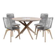 Oasis and Island Outdoor 5 Piece Light Eucalyptus and Stone Dining Set - Furniture City (CA)l