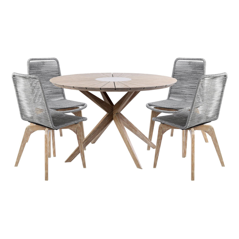 Oasis and Island Outdoor 5 Piece Light Eucalyptus and Stone Dining Set - Furniture City (CA)l
