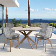 Oasis and Island Outdoor 5 Piece Light Eucalyptus and Stone Dining Set - Furniture City (CA)l