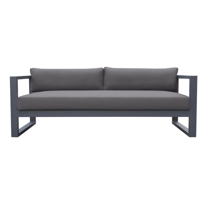 Aelani Outdoor 4 piece Set in Dark Gray Finish and Charcoal Cushions - Furniture City (CA)l