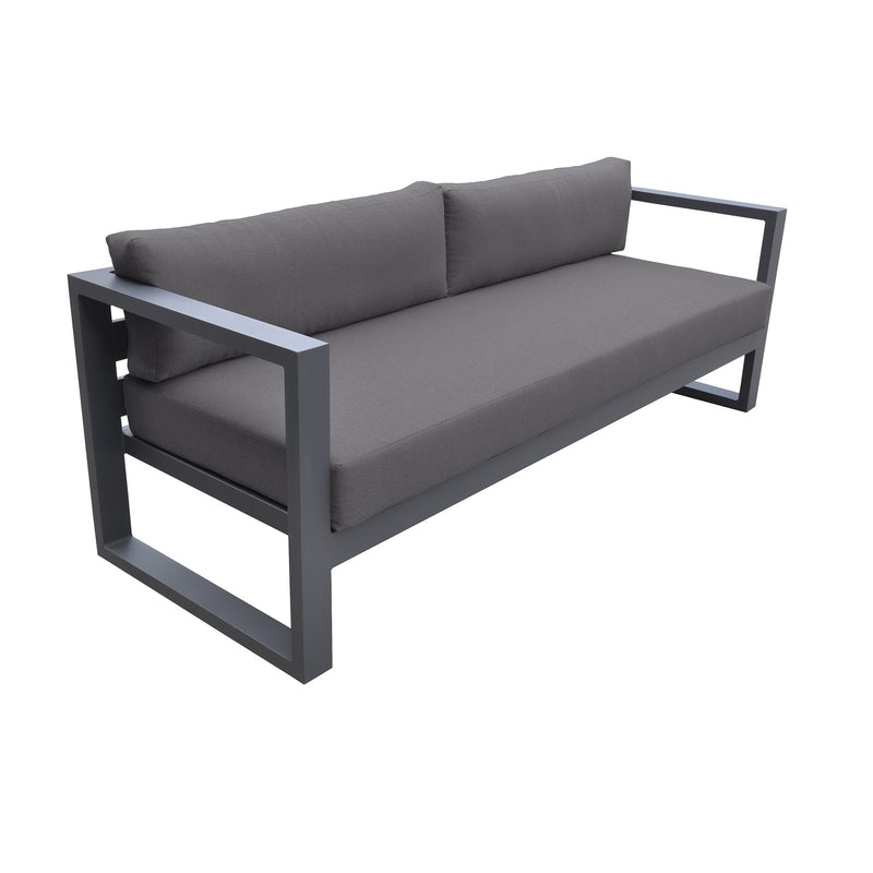 Aelani Outdoor 4 piece Set in Dark Gray Finish and Charcoal Cushions - Furniture City (CA)l