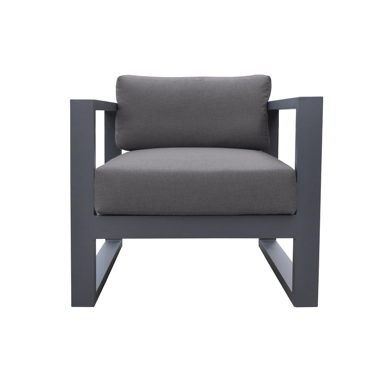 Aelani Outdoor 4 piece Set in Dark Gray Finish and Charcoal Cushions - Furniture City (CA)l