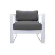 Aelani Outdoor 4 piece Set in White Finish and Charcoal Cushions - Furniture City (CA)l