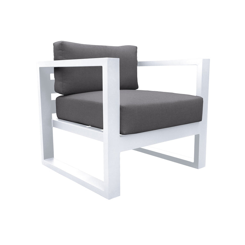 Aelani Aluminum Outdoor Chair in Dark Gray and White - Furniture City (CA)l