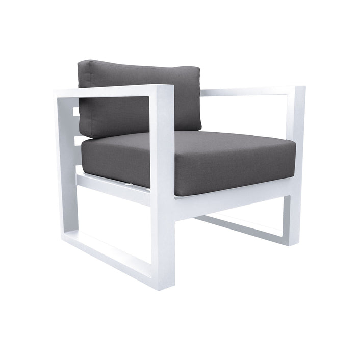 Aelani Aluminum Outdoor Chair in Dark Gray and White
