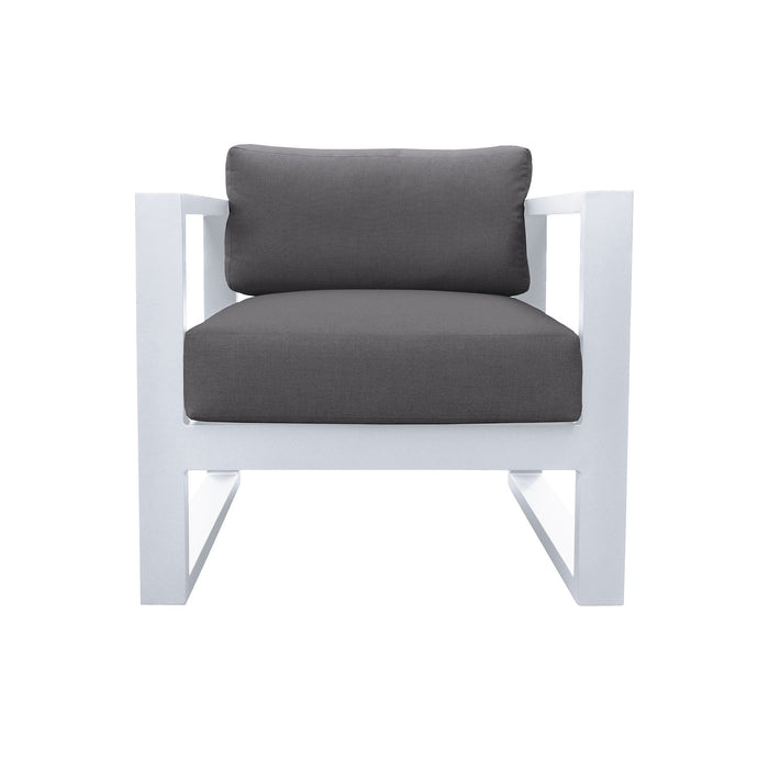 Aelani Aluminum Outdoor Chair in Dark Gray and White