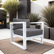Aelani Aluminum Outdoor Chair in Dark Gray and White - Furniture City (CA)l