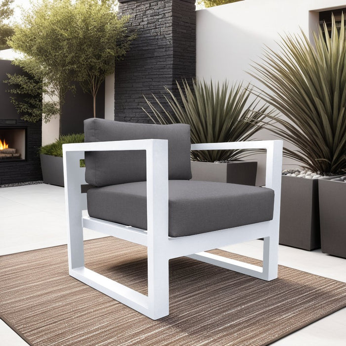 Aelani Aluminum Outdoor Chair in Dark Gray and White