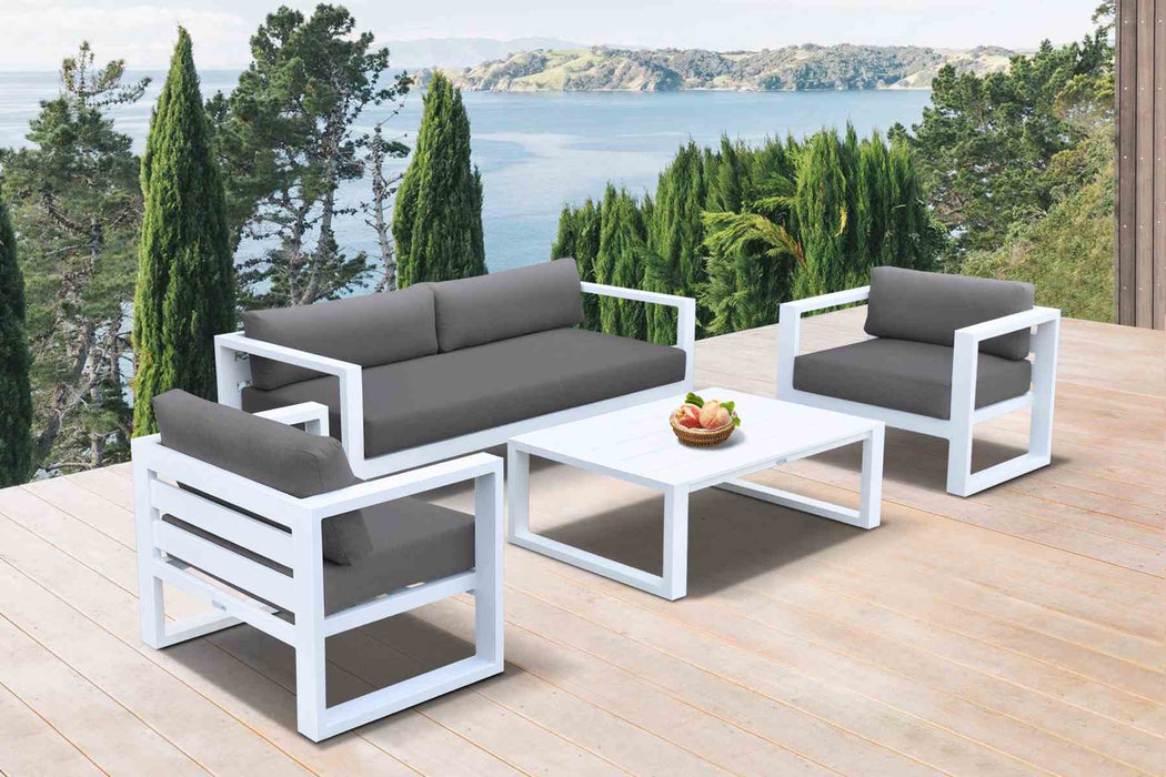 Aelani Aluminum Outdoor Sofa in Dark Gray and White