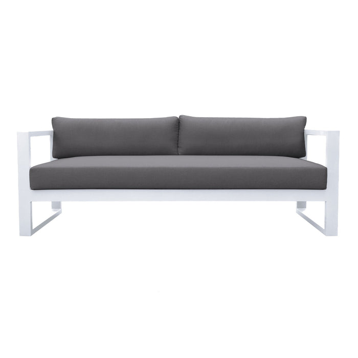 Aelani Aluminum Outdoor Sofa in Dark Gray and White