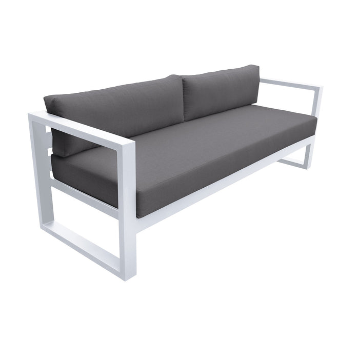 Aelani Aluminum Outdoor Sofa in Dark Gray and White