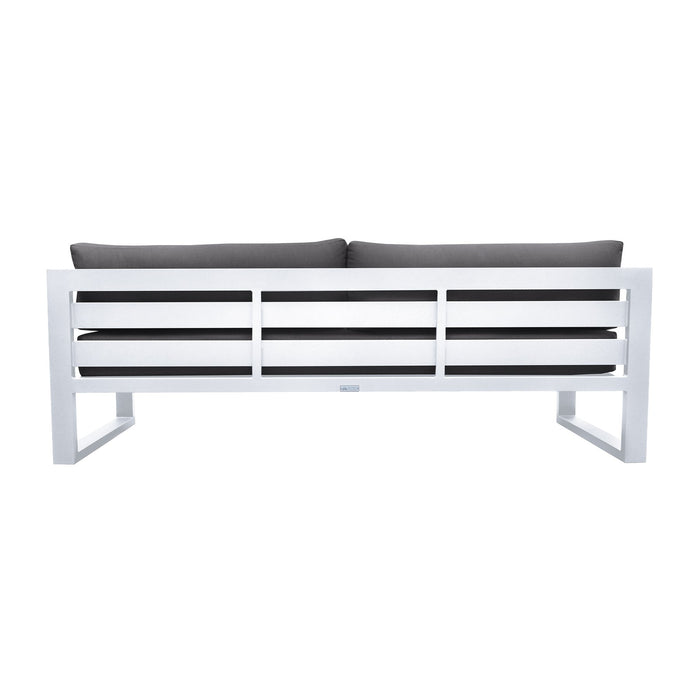 Aelani Aluminum Outdoor Sofa in Dark Gray and White