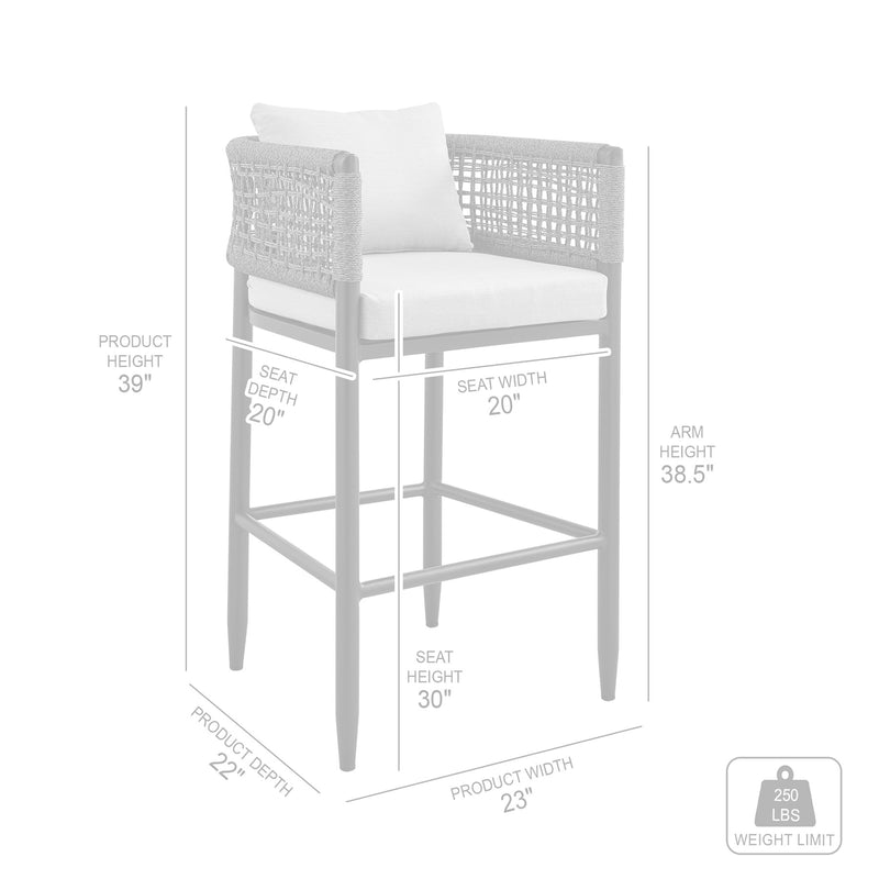 Alegria Outdoor Patio 5-Piece Bar Table Set in Aluminum with Gray Rope and Cushions - Furniture City (CA)l