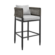 Alegria Outdoor Patio 5-Piece Bar Table Set in Aluminum with Gray Rope and Cushions - Furniture City (CA)l