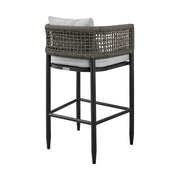 Alegria Outdoor Patio 5-Piece Bar Table Set in Aluminum with Gray Rope and Cushions - Furniture City (CA)l