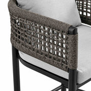 Alegria Outdoor Patio 5-Piece Bar Table Set in Aluminum with Gray Rope and Cushions - Furniture City (CA)l
