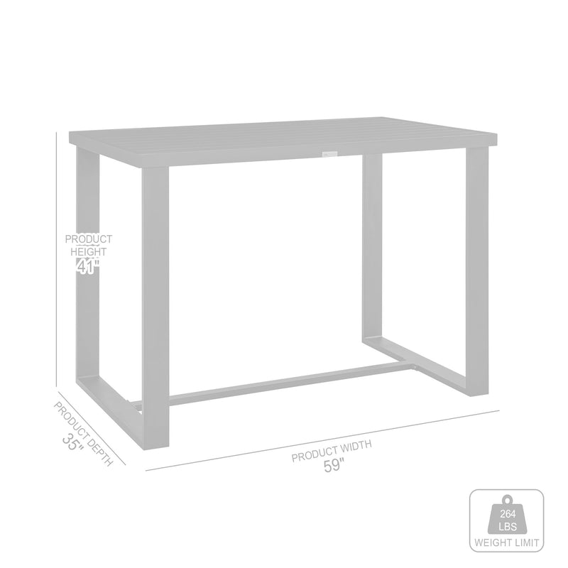 Alegria Outdoor Patio 5-Piece Bar Table Set in Aluminum with Gray Rope and Cushions - Furniture City (CA)l
