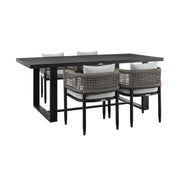 Alegria Outdoor Patio 5-Piece Dining Table Set in Aluminum with Gray Rope and Cushions - Furniture City (CA)l