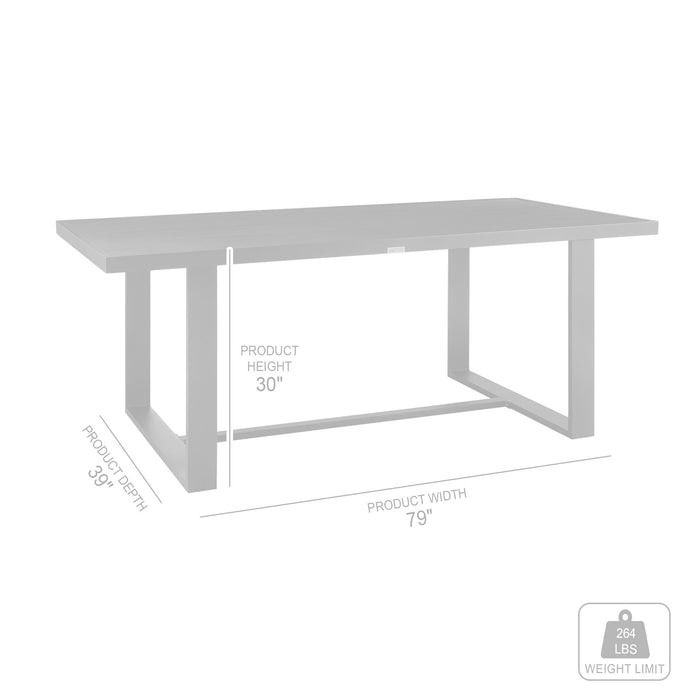 Alegria Outdoor Patio 5-Piece Dining Table Set in Aluminum with Gray Rope and Cushions
