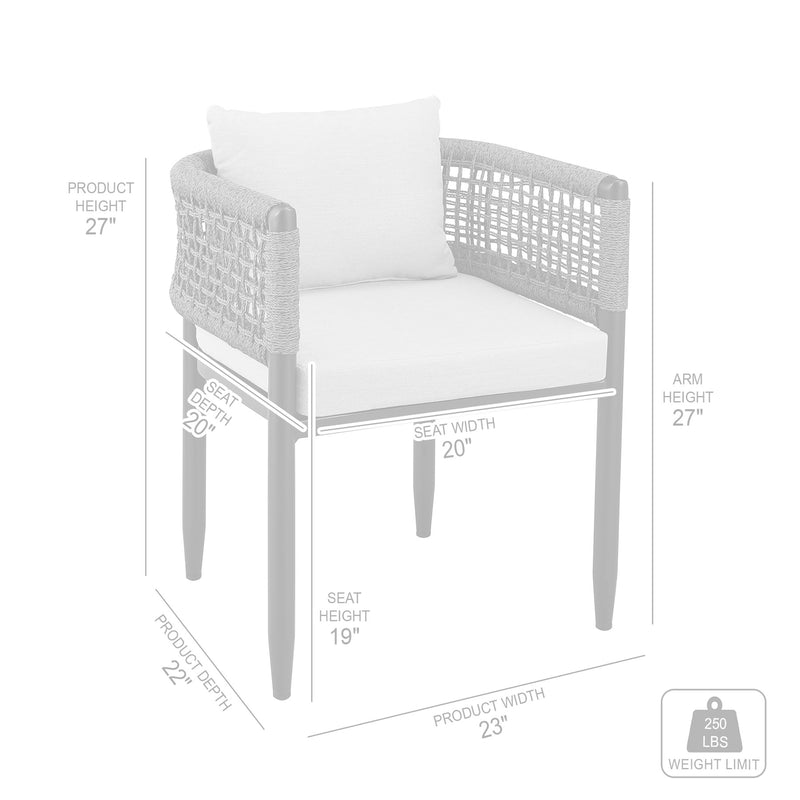 Alegria Outdoor Patio 5-Piece Dining Table Set in Aluminum with Gray Rope and Cushions - Furniture City (CA)l