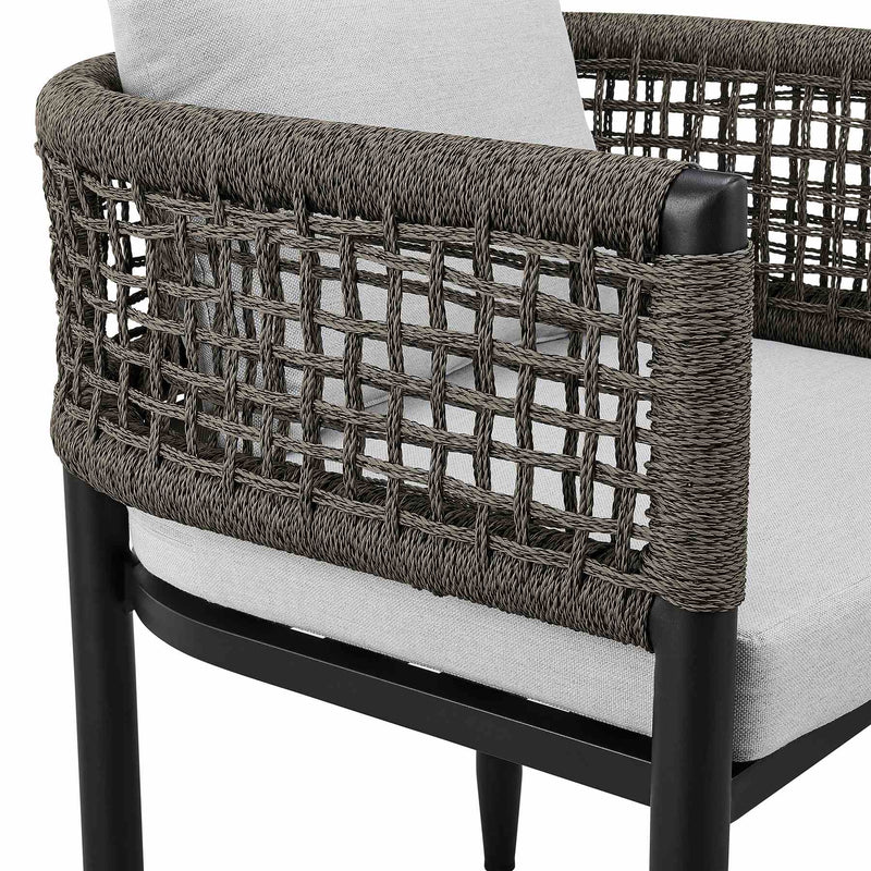 Alegria Outdoor Patio 7-Piece Dining Table Set in Aluminum with Gray Rope and Cushions - Furniture City (CA)l