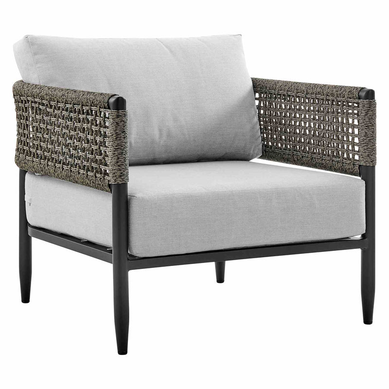 Alegria Aluminum and Rope Outdoor Chair in Black and Gray - Furniture City (CA)l