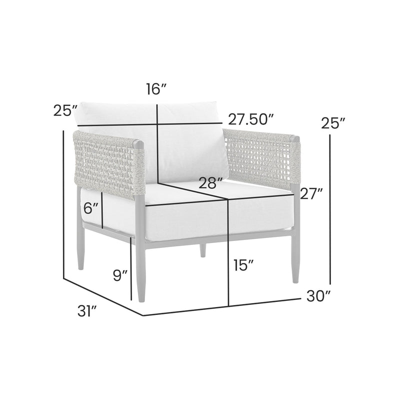 Alegria Aluminum and Rope Outdoor Chair in Black and Gray - Furniture City (CA)l