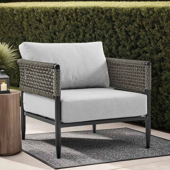 Alegria Aluminum and Rope Outdoor Chair in Black and Gray