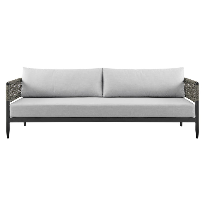 Alegria Aluminum and Rope Outdoor Sofa in Black and Gray