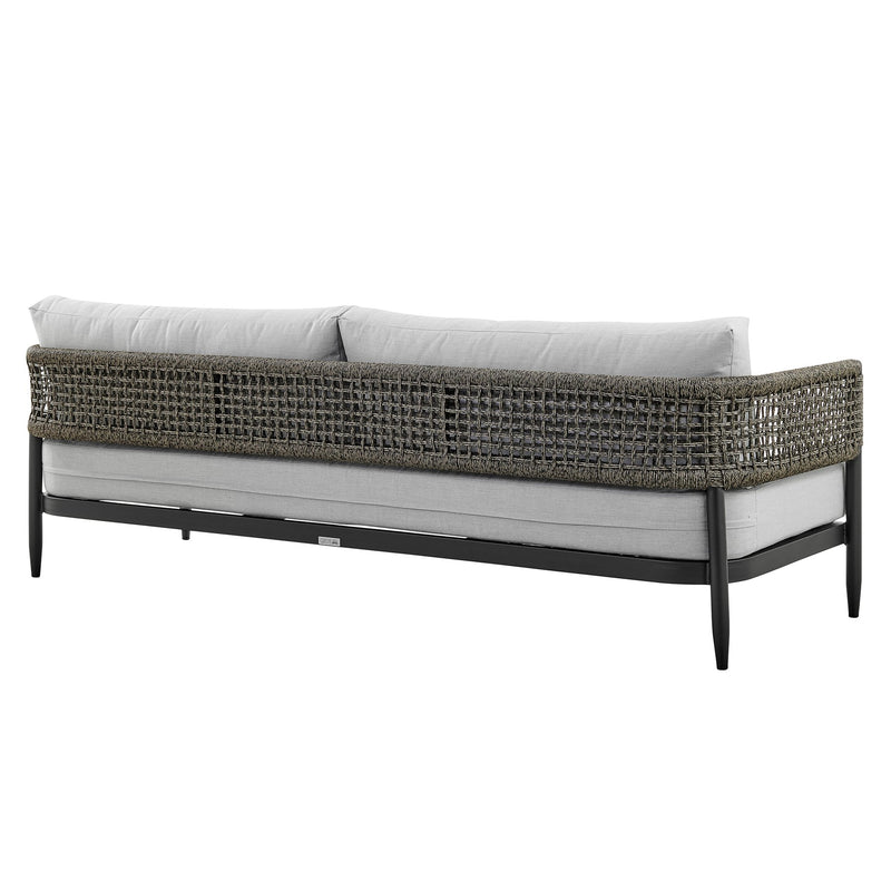 Alegria Aluminum and Rope Outdoor Sofa in Black and Gray - Furniture City (CA)l