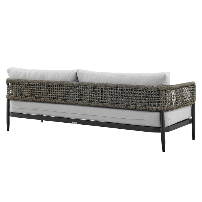 Alegria Aluminum and Rope Outdoor Sofa in Black and Gray