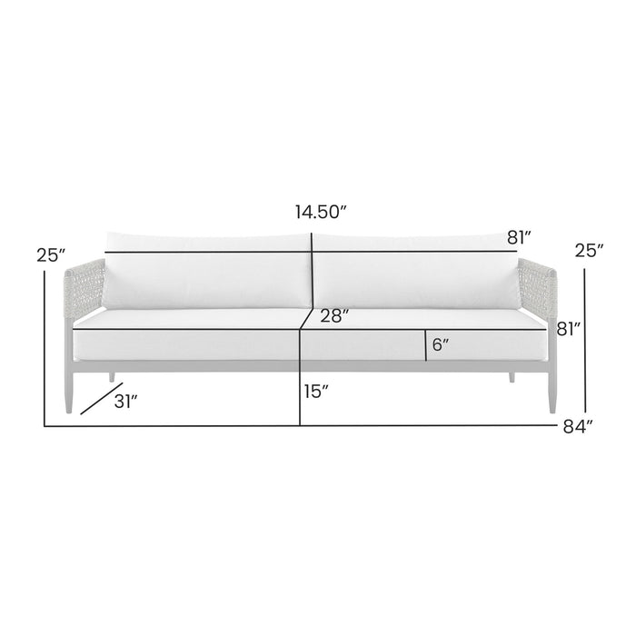 Alegria Aluminum and Rope Outdoor Sofa in Black and Gray