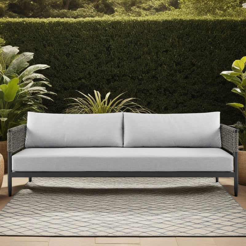 Alegria Aluminum and Rope Outdoor Sofa in Black and Gray - Furniture City (CA)l
