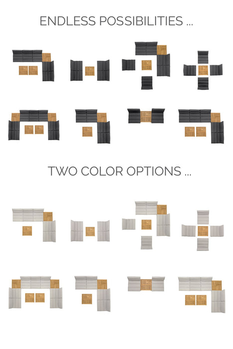 Arno Outdoor 3 Piece Teak Wood Seating Set in Charcoal Olefin