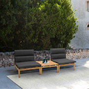 Arno Outdoor 3 Piece Teak Wood Seating Set in Charcoal Olefin - Furniture City (CA)l