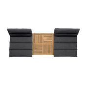 Arno Outdoor 3 Piece Teak Wood Seating Set in Charcoal Olefin - Furniture City (CA)l