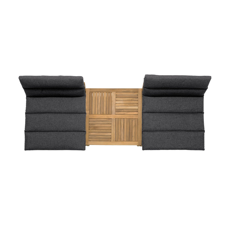 Arno Outdoor 3 Piece Teak Wood Seating Set in Charcoal Olefin - Furniture City (CA)l