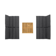 Arno Outdoor 5 Piece Teak Wood Seating Set in Charcoal Olefin - Furniture City (CA)l