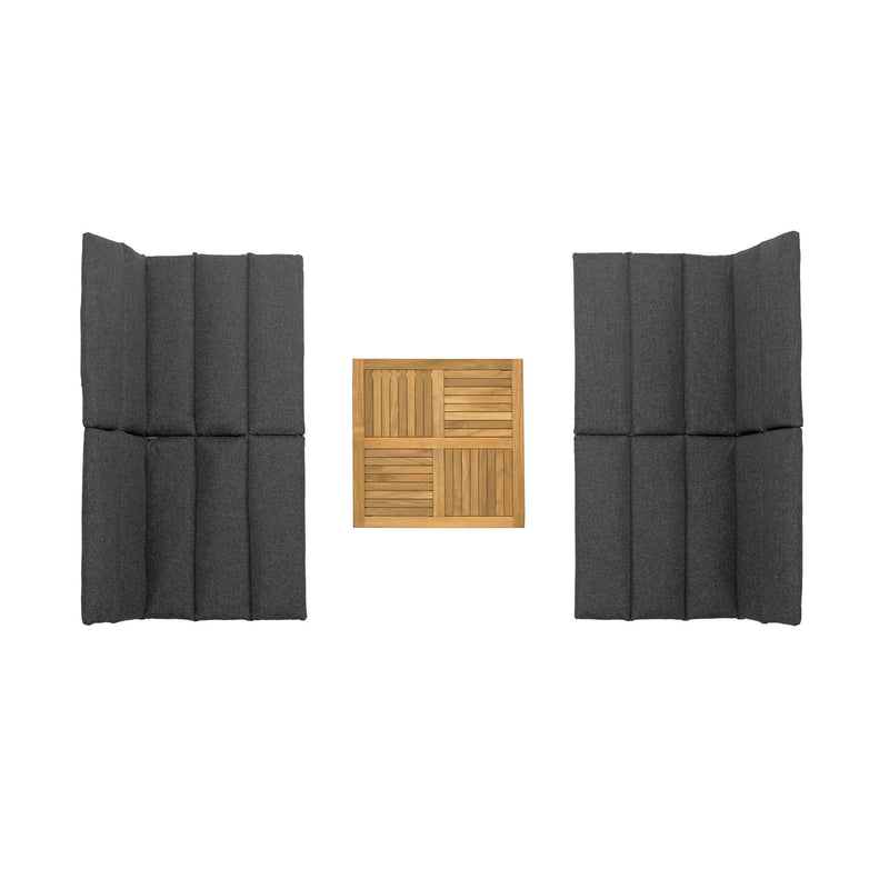 Arno Outdoor 5 Piece Teak Wood Seating Set in Charcoal Olefin - Furniture City (CA)l